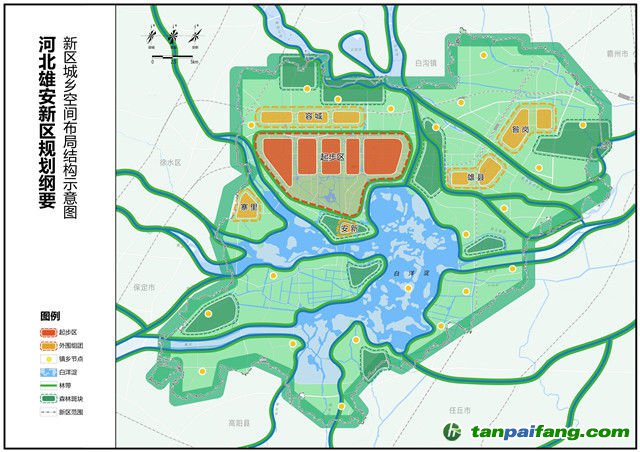 雄安新区规划:区域轨道交通图/区域高速公路规划图/新区城乡空间布局