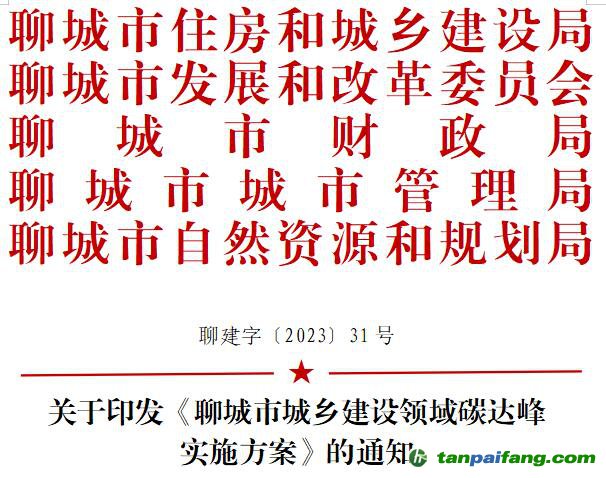 【聊建字〔2023〕31号】关于印发《聊城市城乡建设领域碳达峰实施方案》的通知